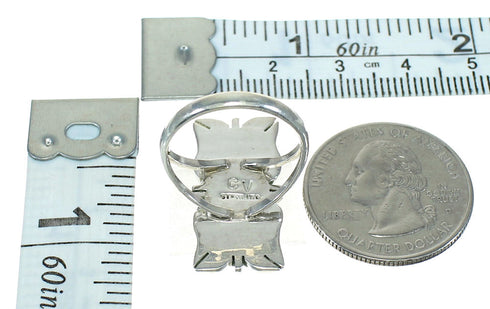 Silver Southwest Turquoise Inlay Ring Size 5-3/4 AX92055